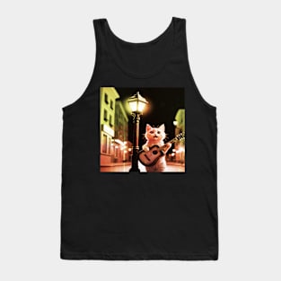 Cute little cat playing guitar Tank Top